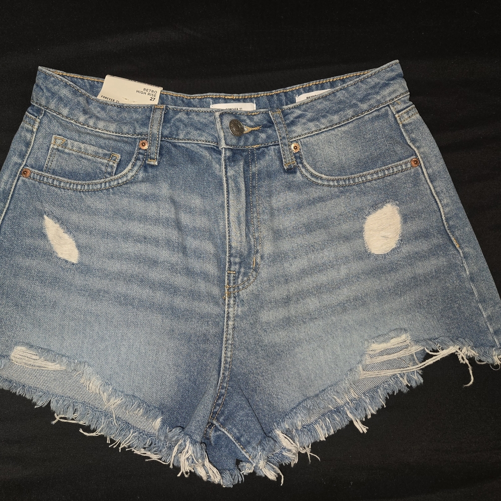 Forever 21 Blue Distressed Jean Shorts